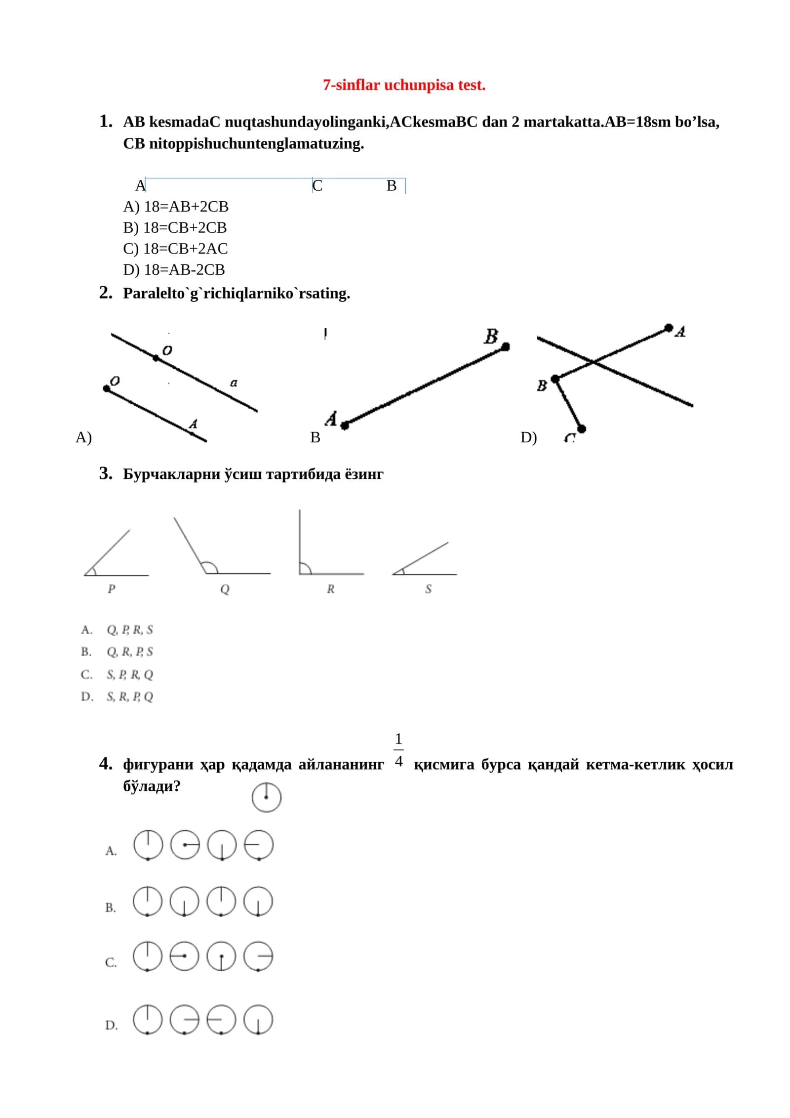 7-sinflar uchunpisa test 1