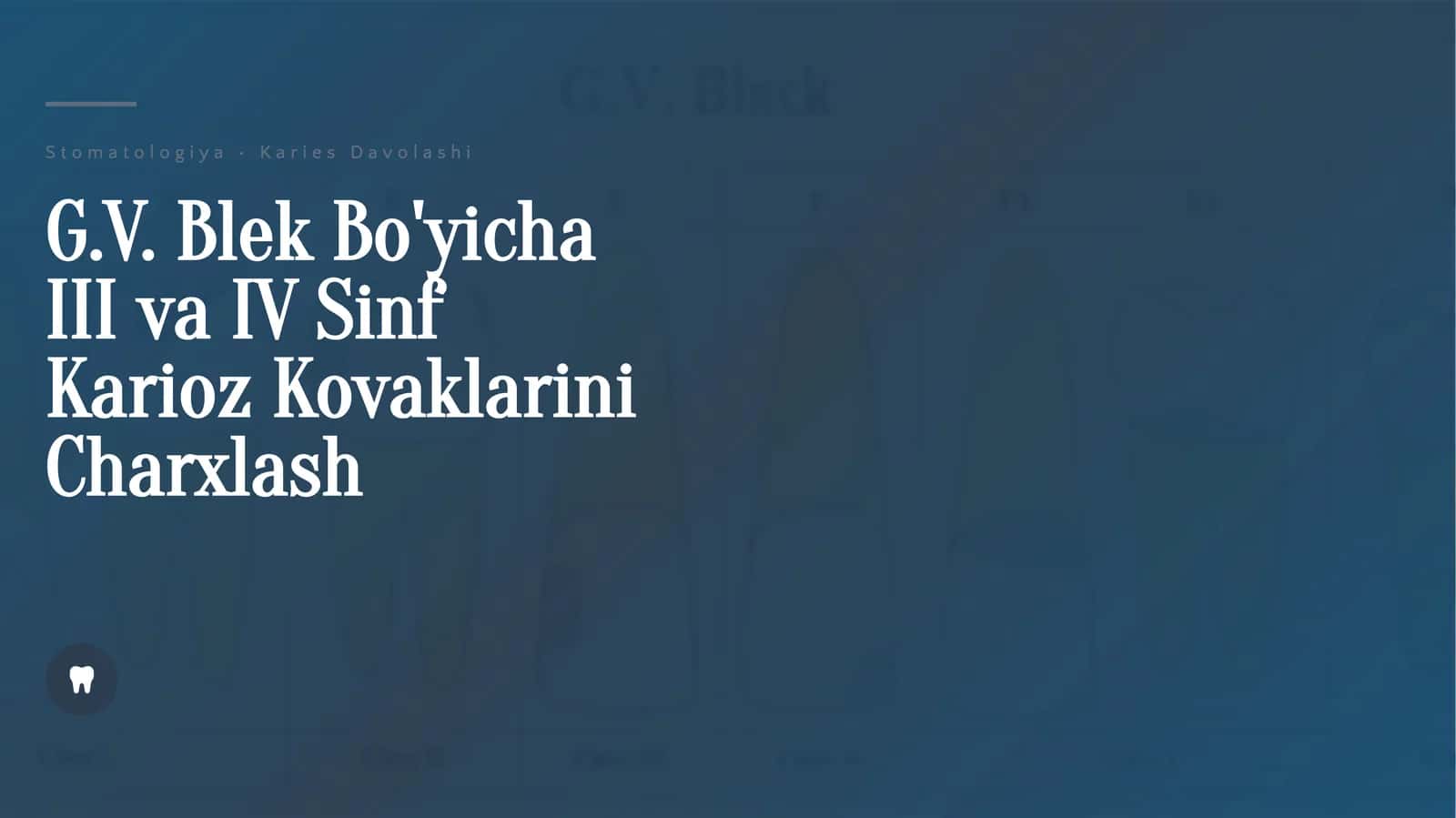 G.V. Blek Bo'yicha III va IV sinf karioz kovaklarini charxlash 1