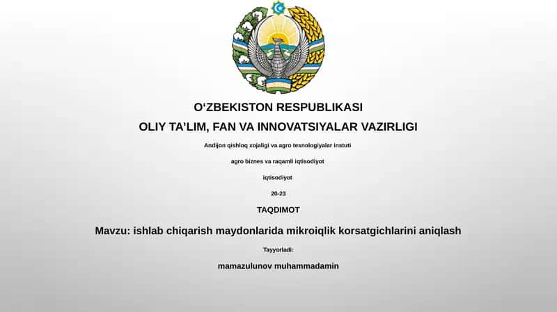 ishlab chiqarish maydonlarida mikroiqlik korsatgichlarini aniqlash 1