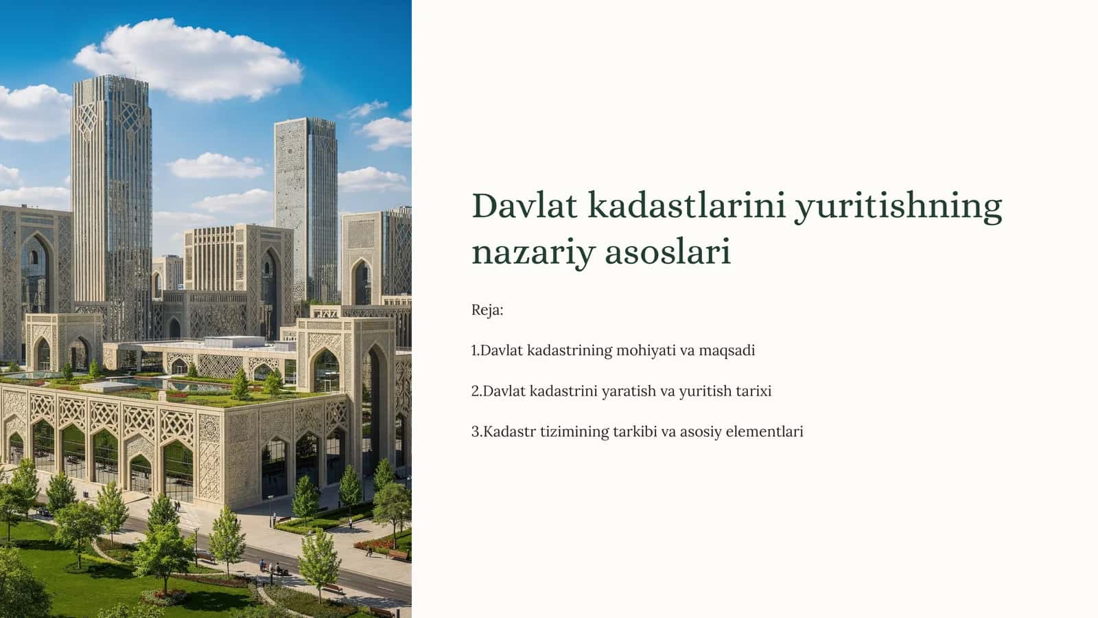 Davlat kadastlarini yuritishning nazariy asoslari 1