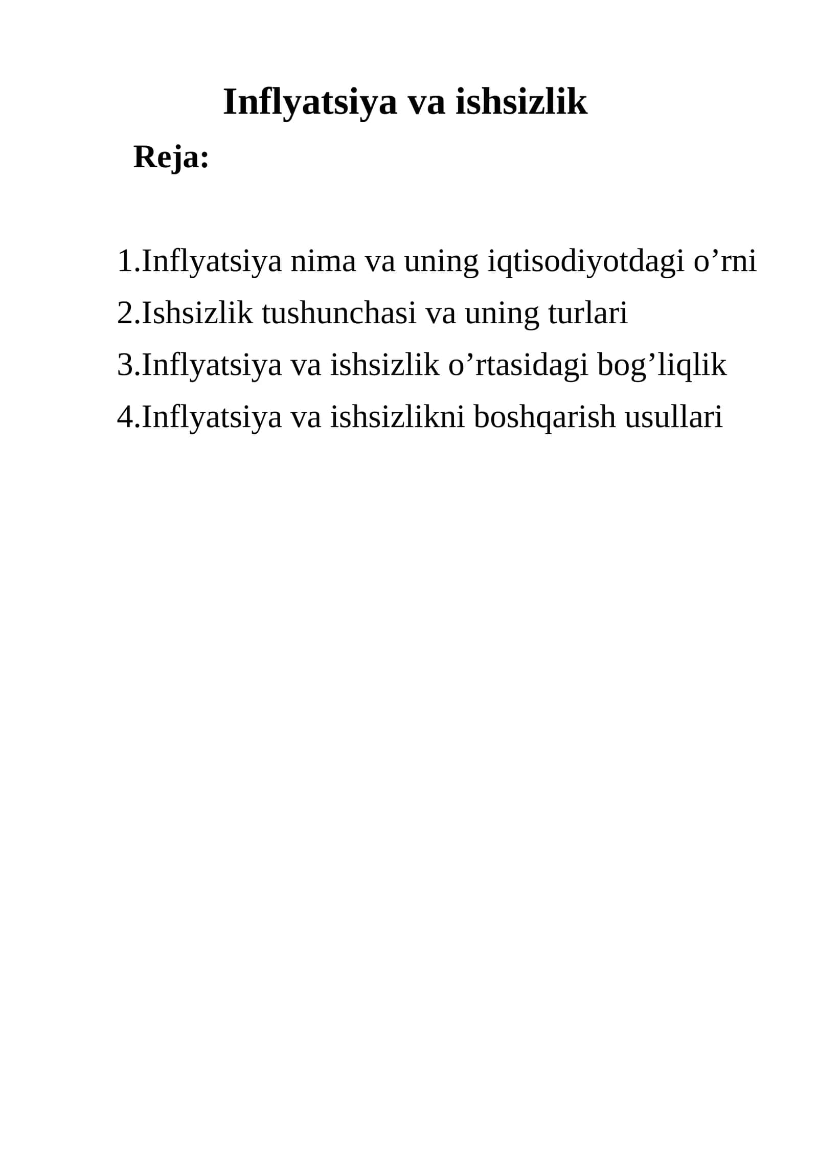 Inflyatsiya va ishsizlik 1