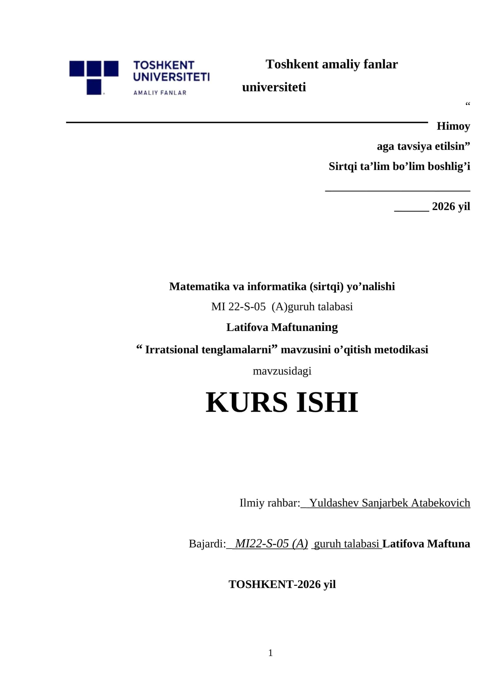 Irratsional tenglamalarni 1