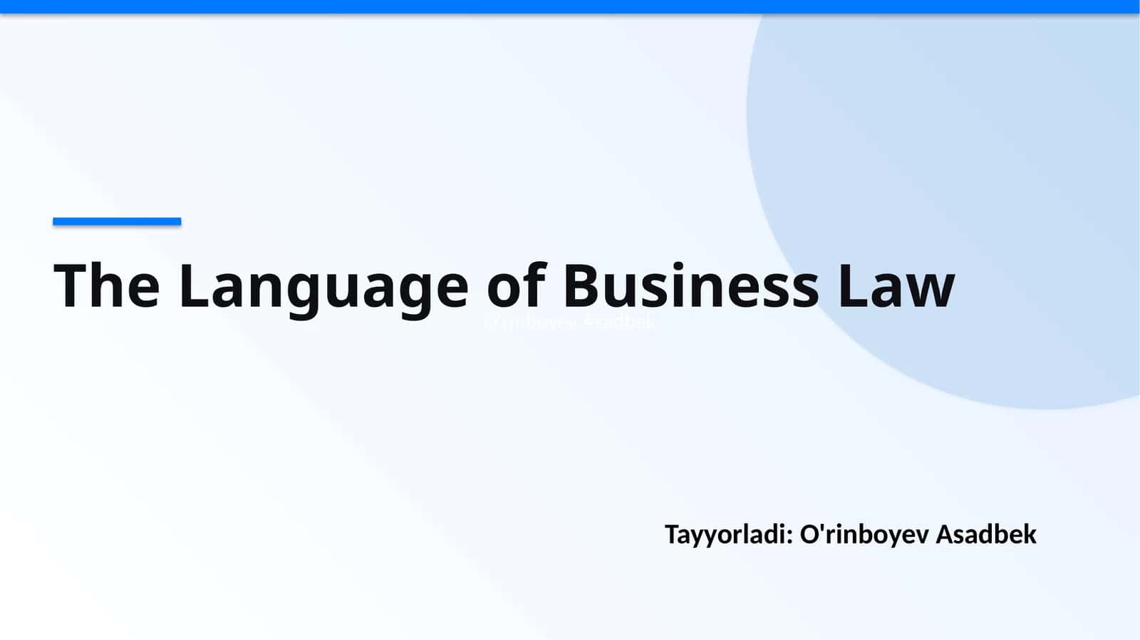 The Language of Business Law 1