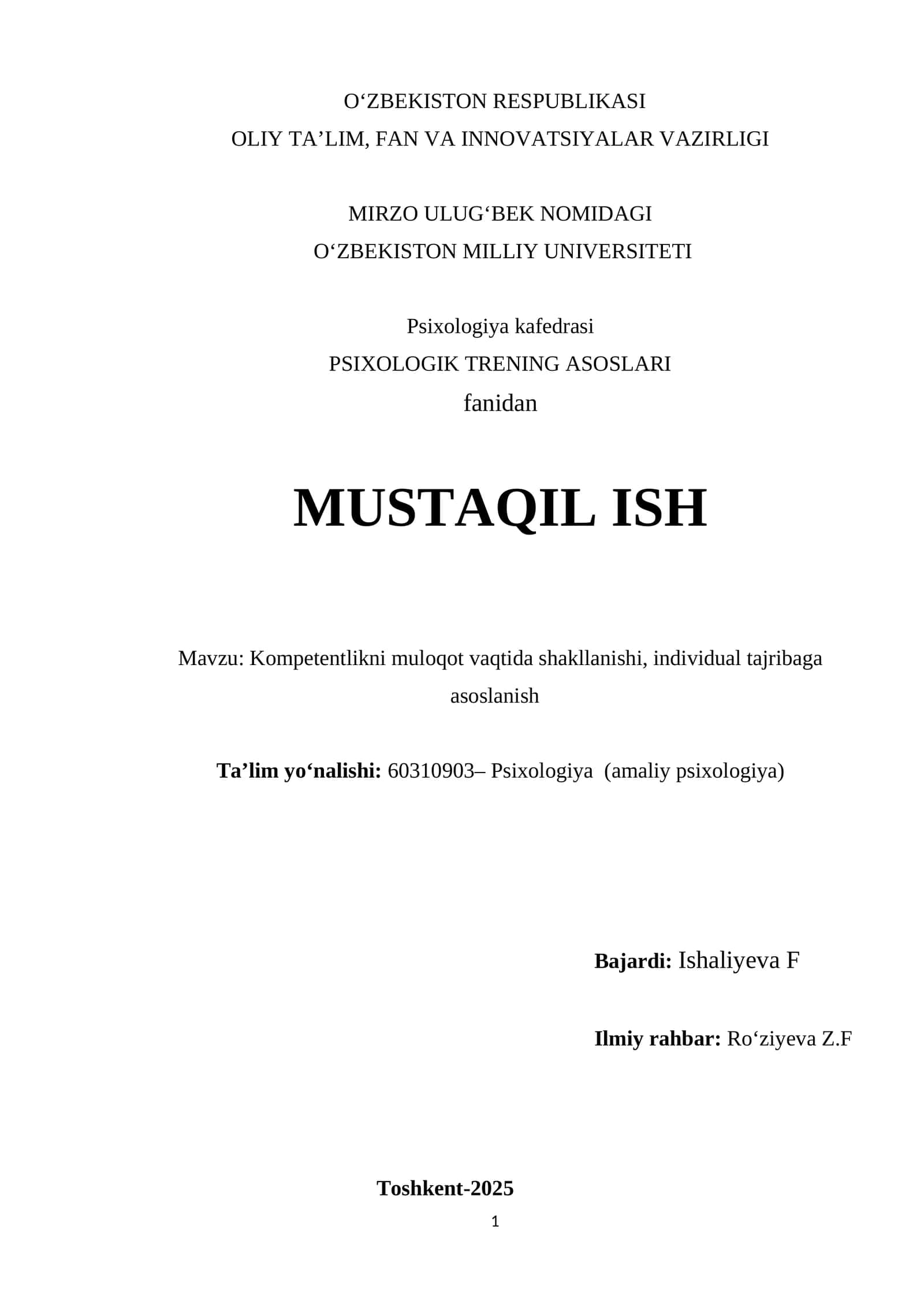 PSIXOLOGIK TRENING ASOSLARI 1