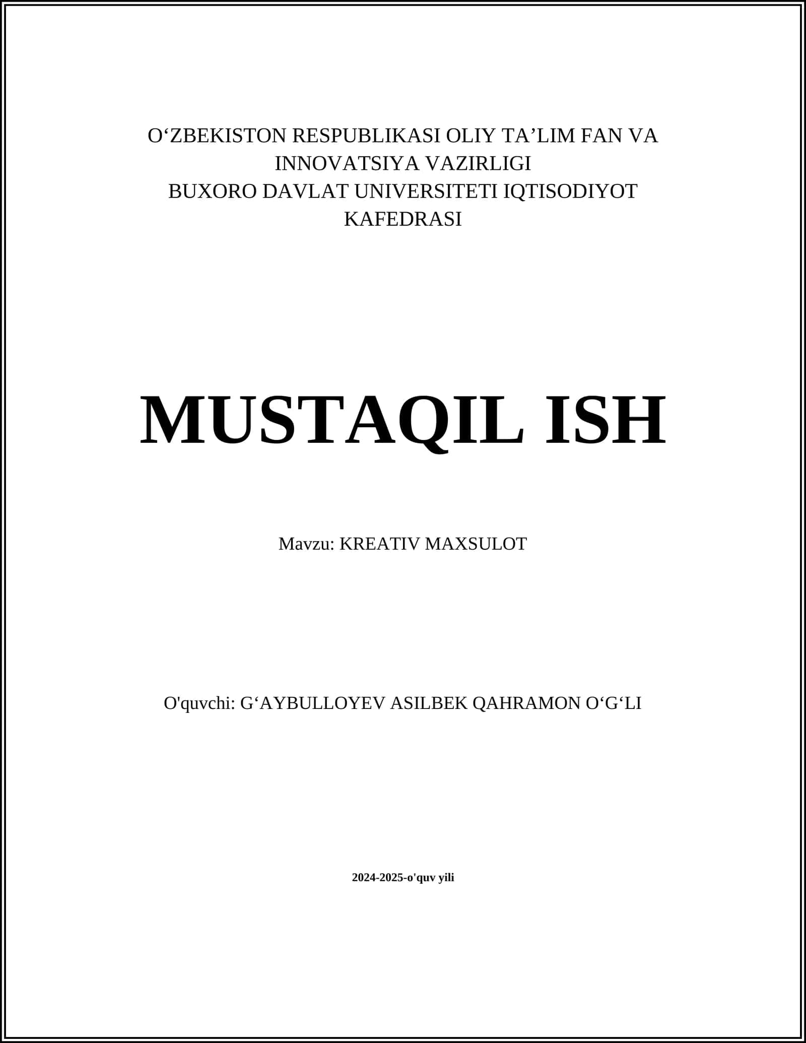 KREATIV MAXSULOT 1