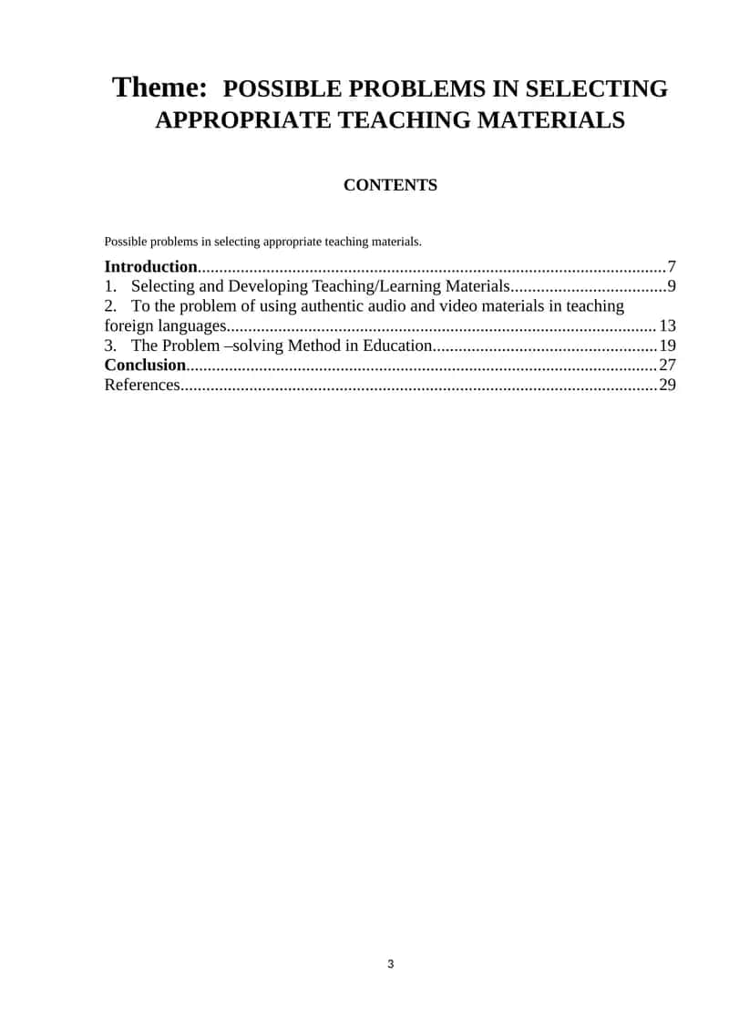 POSSIBLE PROBLEMS IN SELECTING APPROPRIATE TEACHING MATERIALS 1