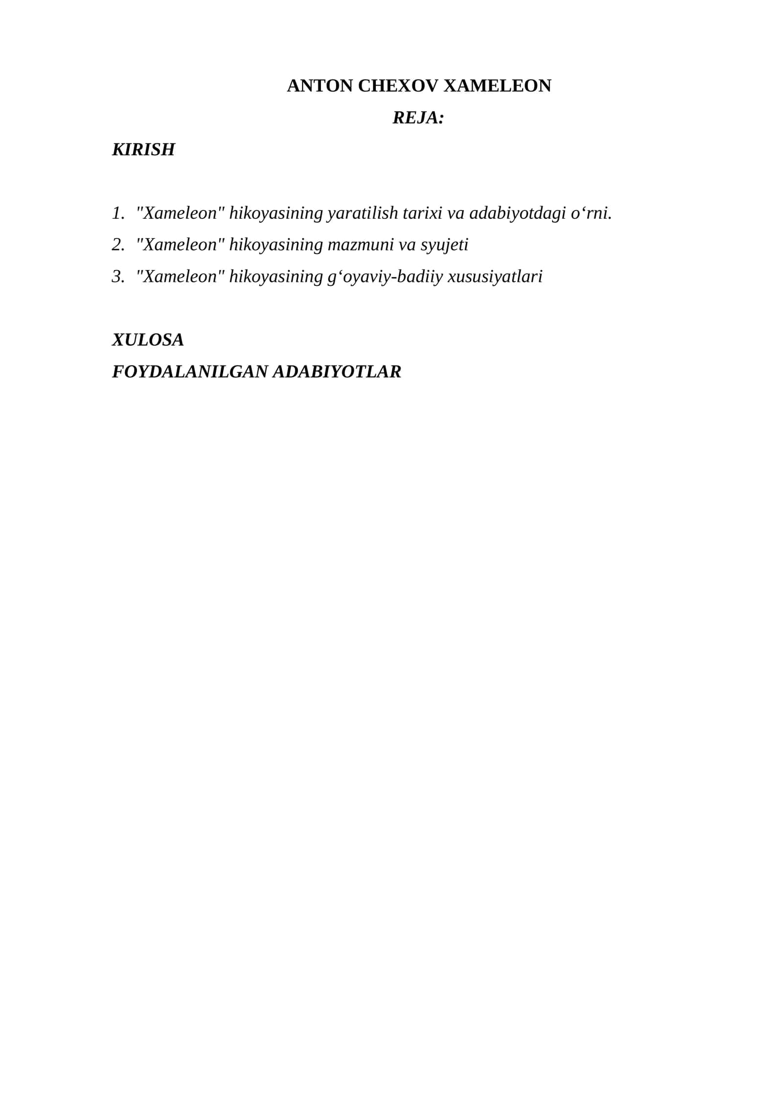 ANTON CHEXOV XAMELEON 1