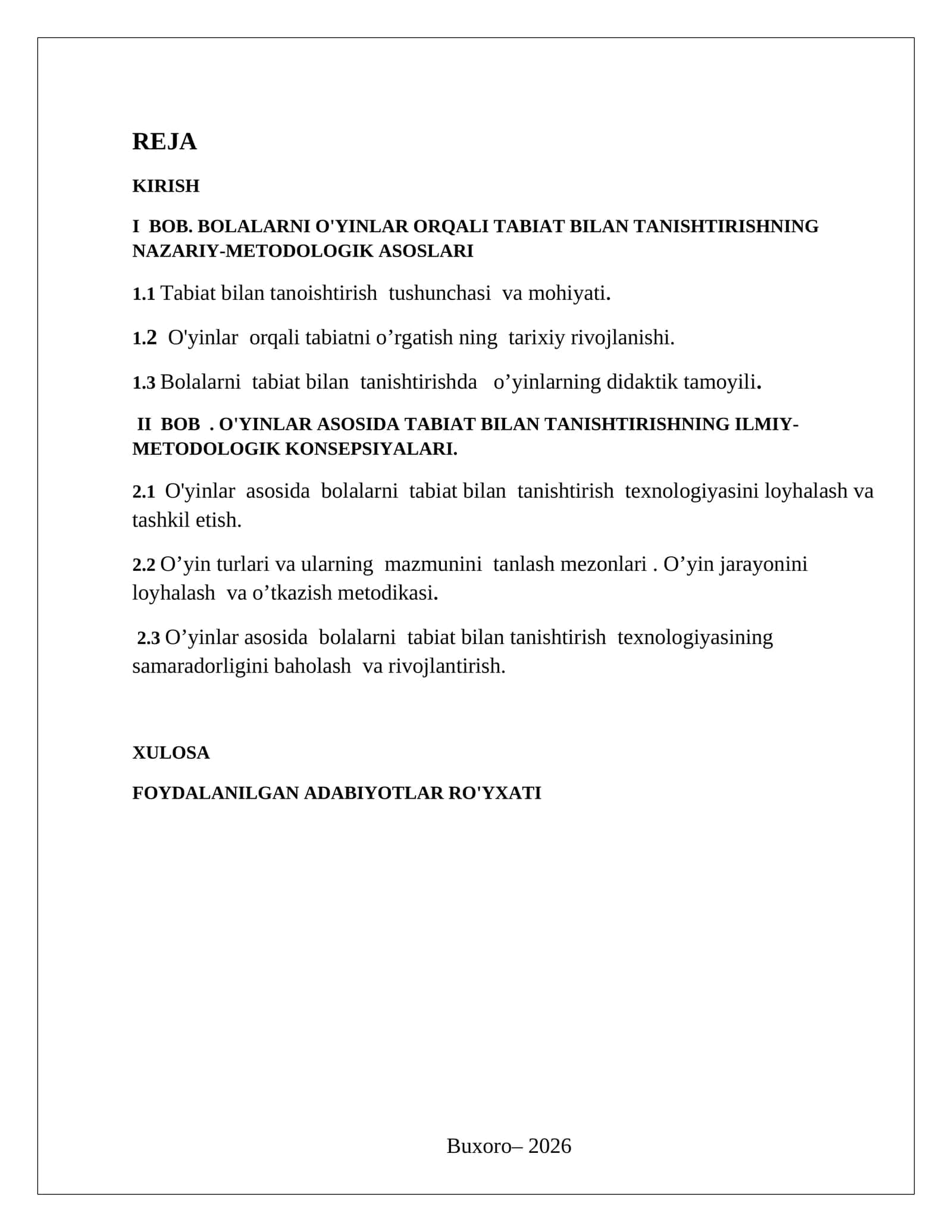 BOLALARNI O'YINLAR ORQALI TABIAT BILAN TANISHTIRISHNING NAZARIY-METODOLOGIK ASOSLARI 1
