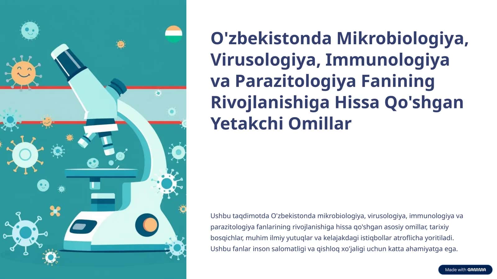 O'zbekistonda Mikrobiologiya, Virusologiya, Immunologiya va Parazitologiya Fanining Rivojlanishiga Hissa Qo'shgan Yetakchi Omillar 1