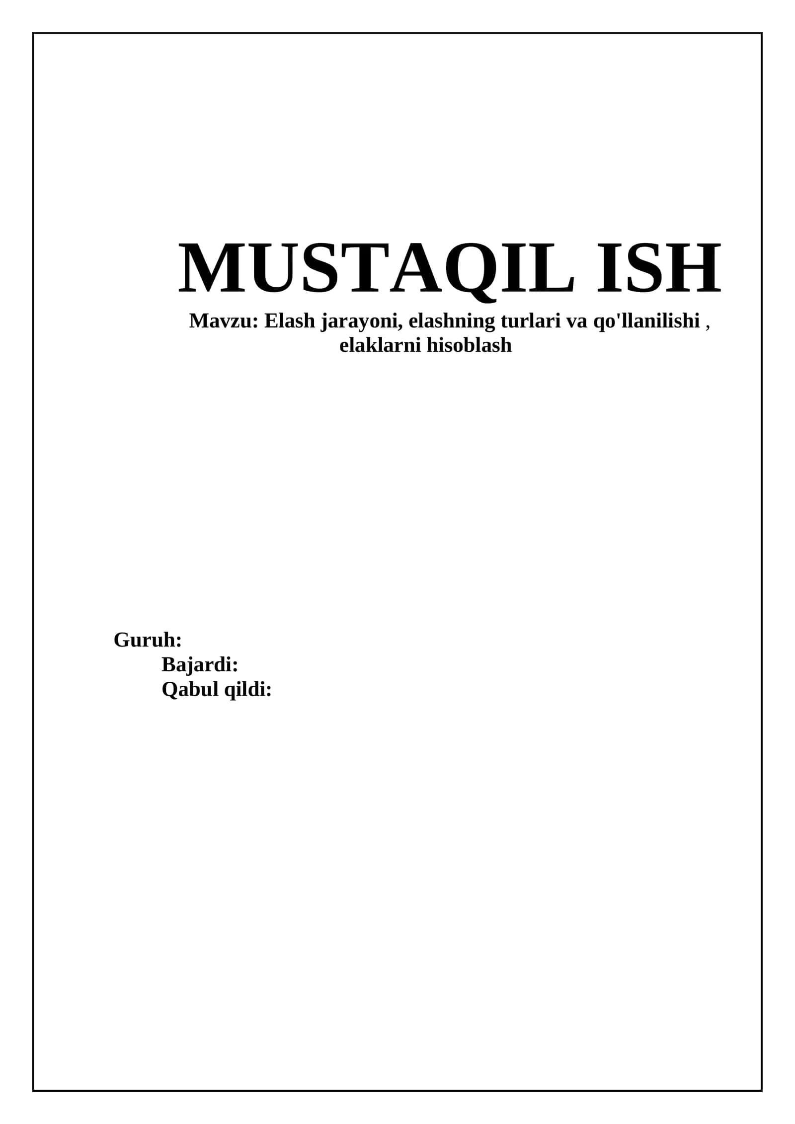 Elash jarayoni, elashning turlari va qo'llanilishi, elaklarni hisoblash 1