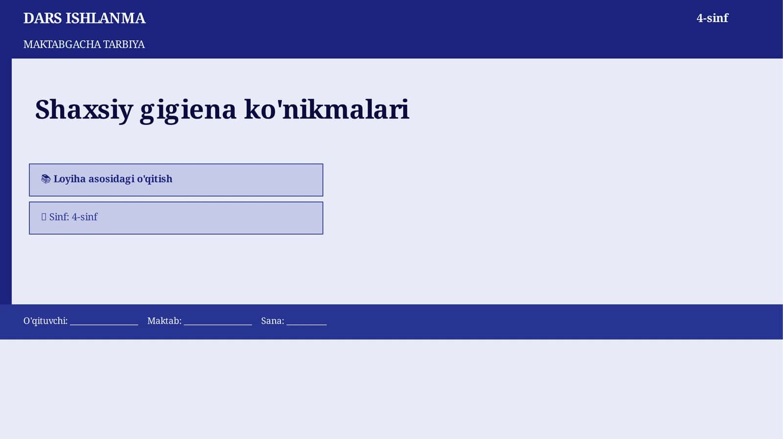 Shaxsiy gigiena ko'nikmalari 1