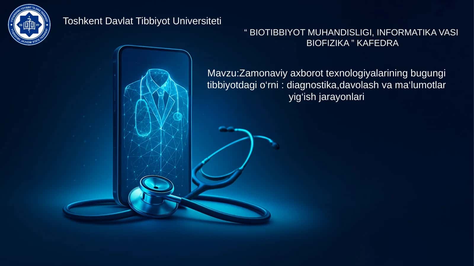 Zamonaviy axborot texnologiyalarining bugungi tibbiyotdagi o‘rni: diagnostika, davolash va ma‘lumotlar yig‘ish jarayonlari 1