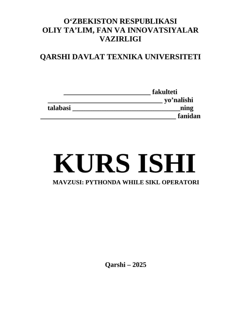 PYTHONDA WHILE SIKL OPERATORI 1