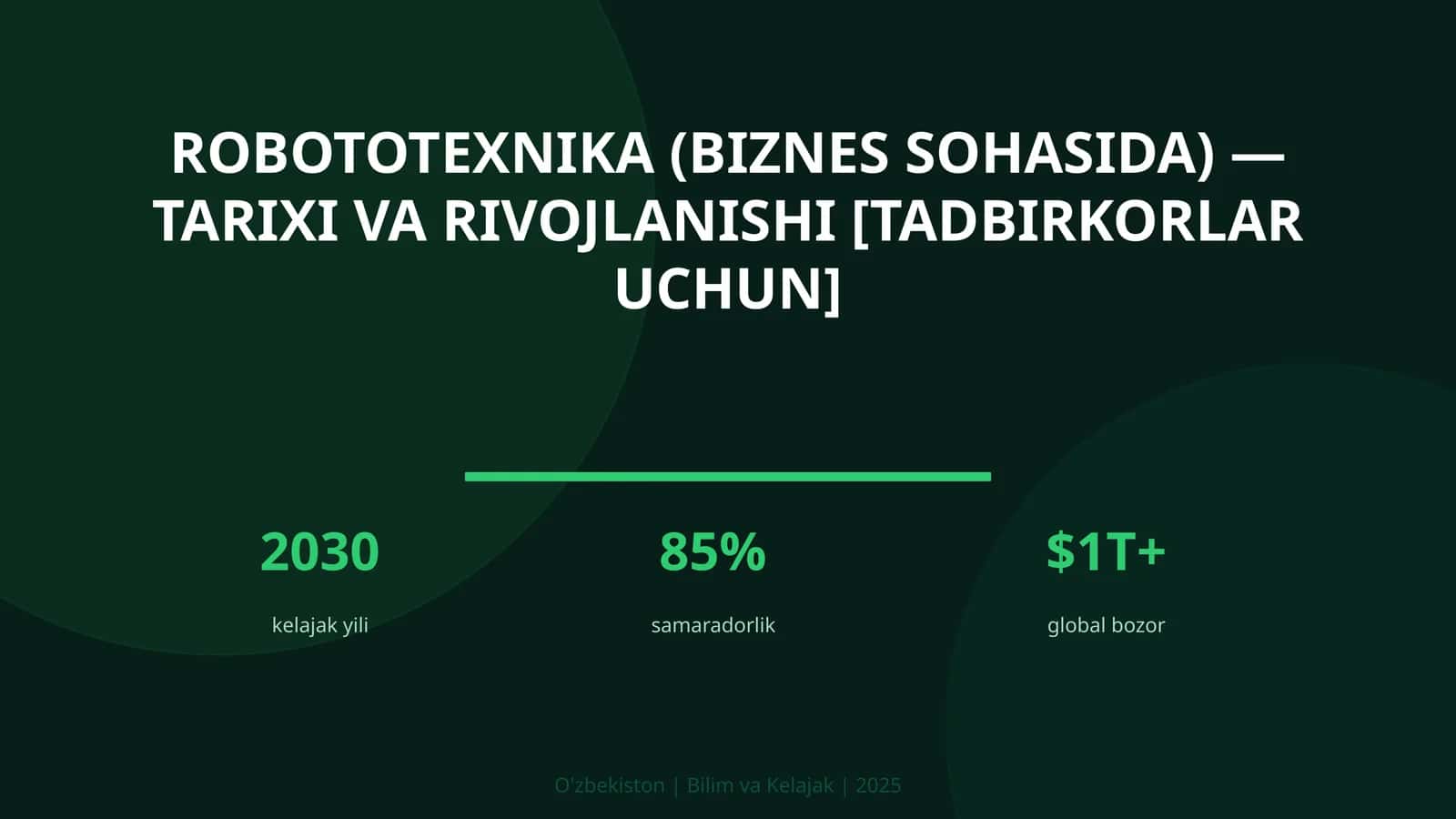 ROBOTOTEXNIKA (BIZNES SOHASIDA) — TARIXI VA RIVOJLANISHI [TADBIRKORLAR UCHUN] 1