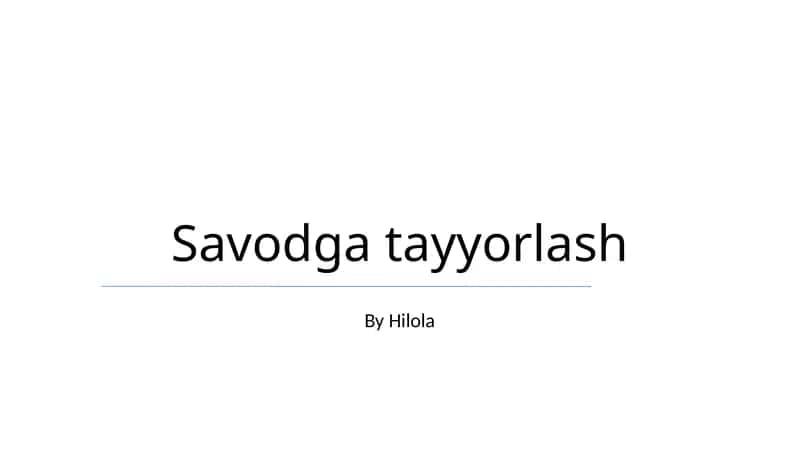 Savodga tayyorlash 1