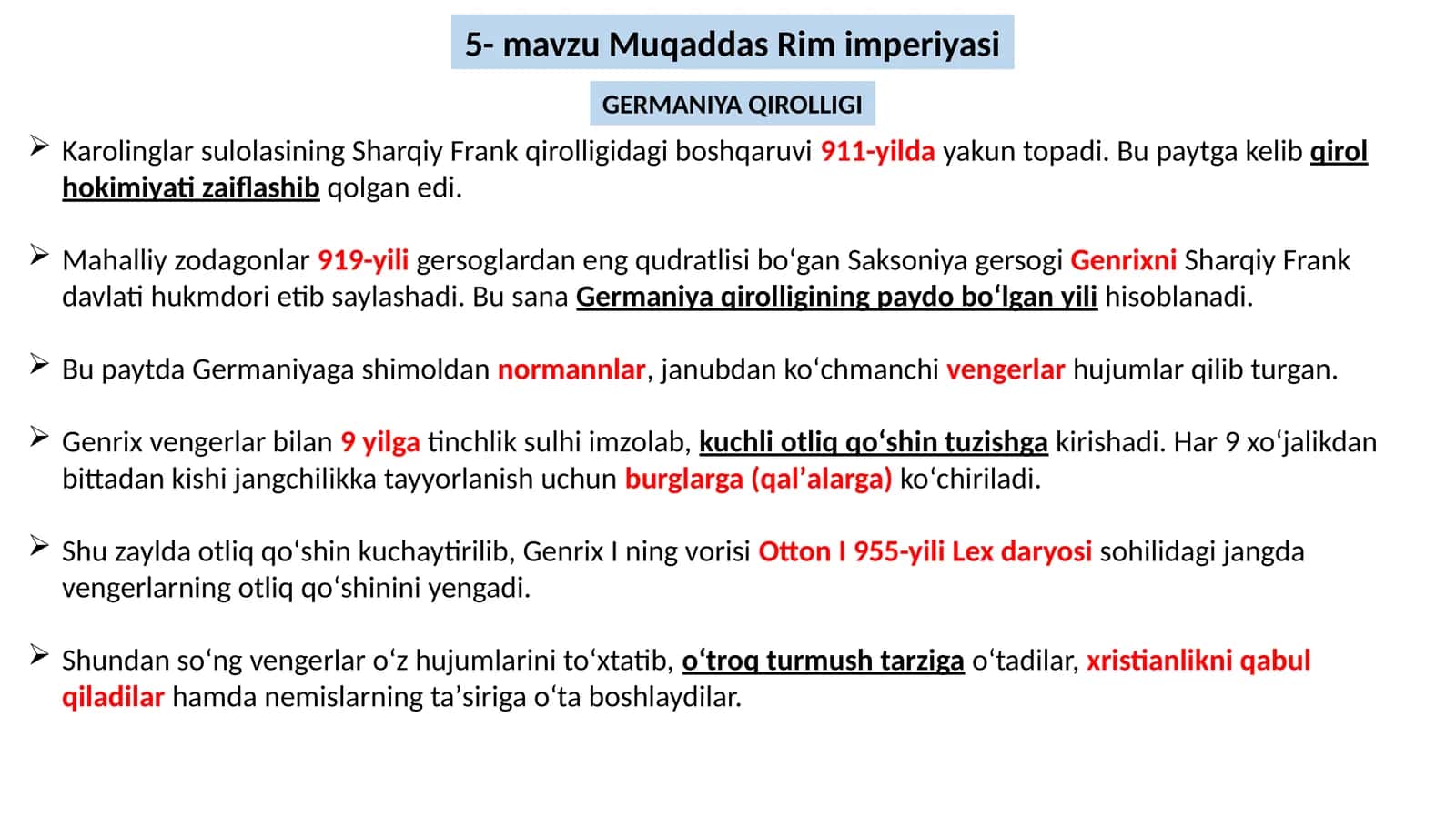 5- mavzu Muqaddas Rim imperiyasi 1