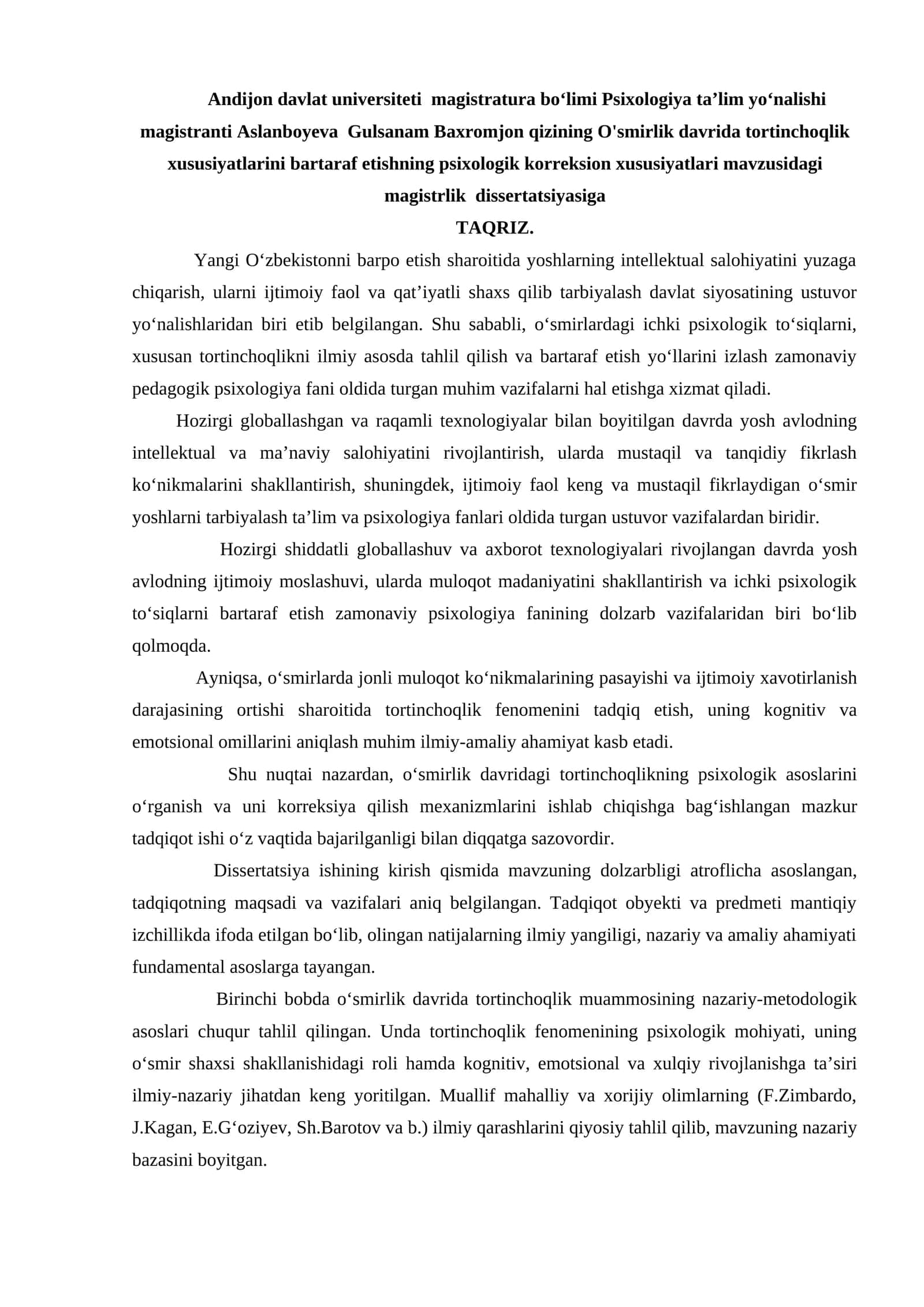 O'smirlik davrida tortinchoqlik xususiyatlarini bartaraf etishning psixologik korreksion xususiyatlari 1
