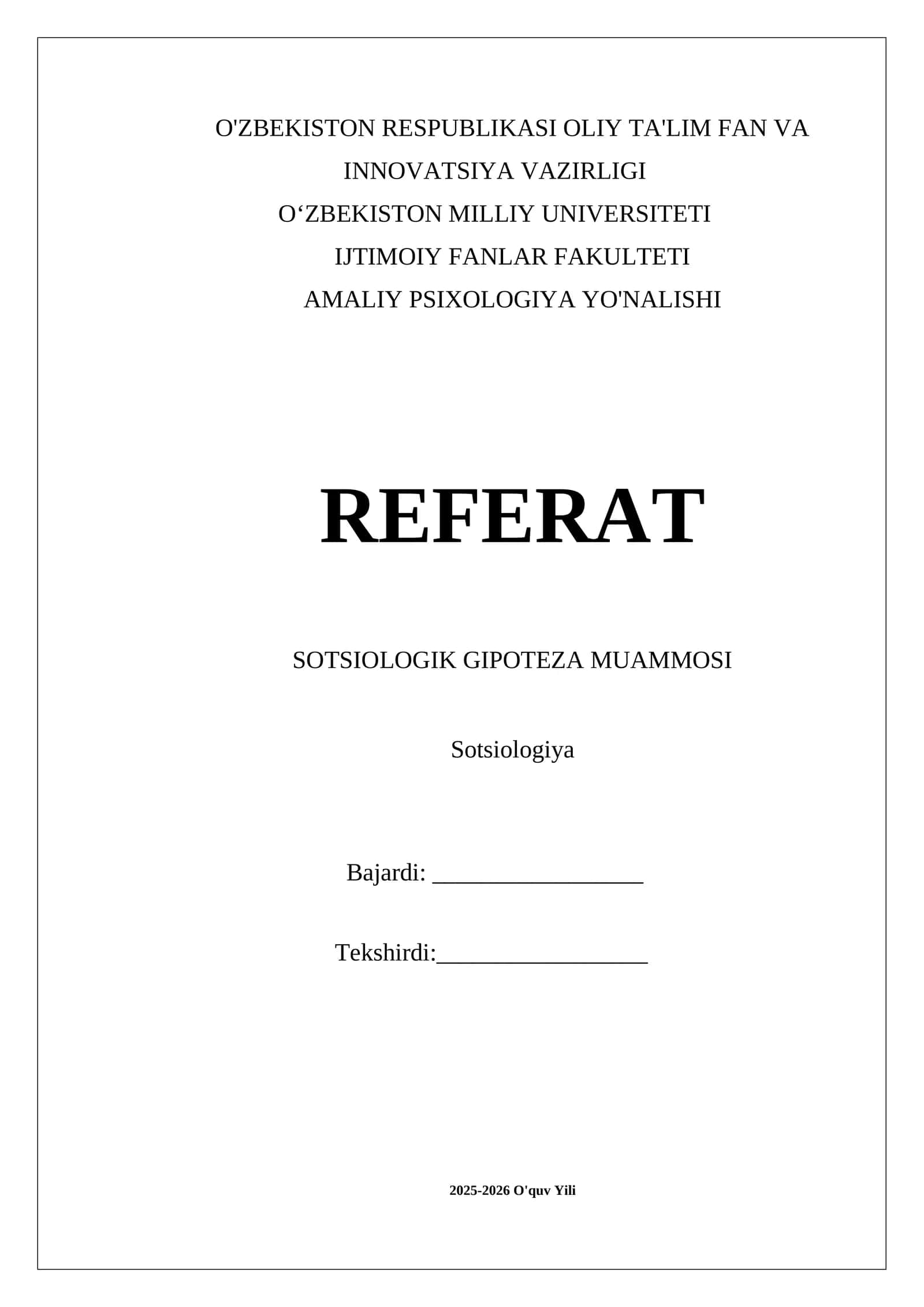 SOTSIOLOGIK GIPOTEZA MUAMMOSI 1