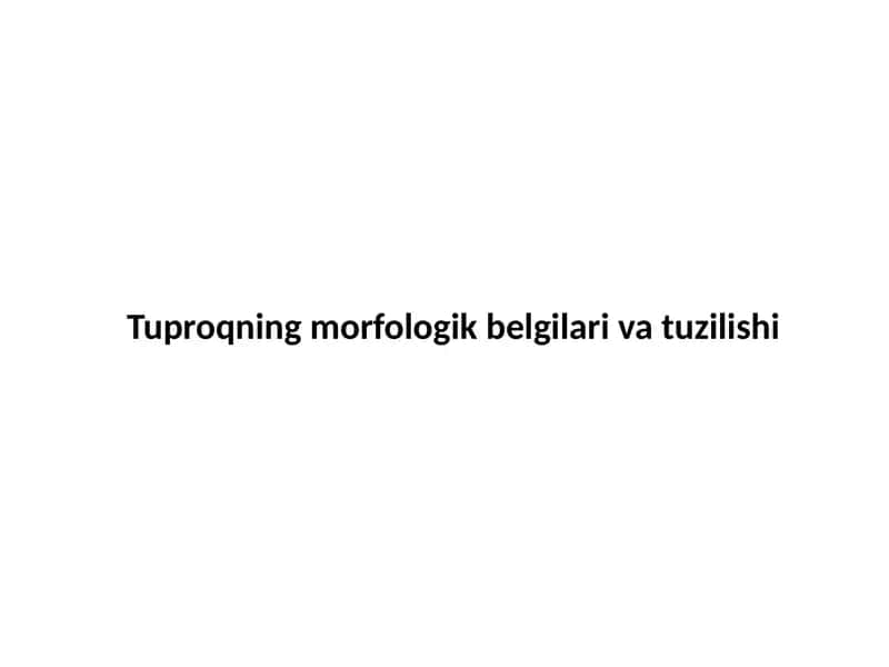 Tuproqning morfologik belgilari va tuzilishi 1