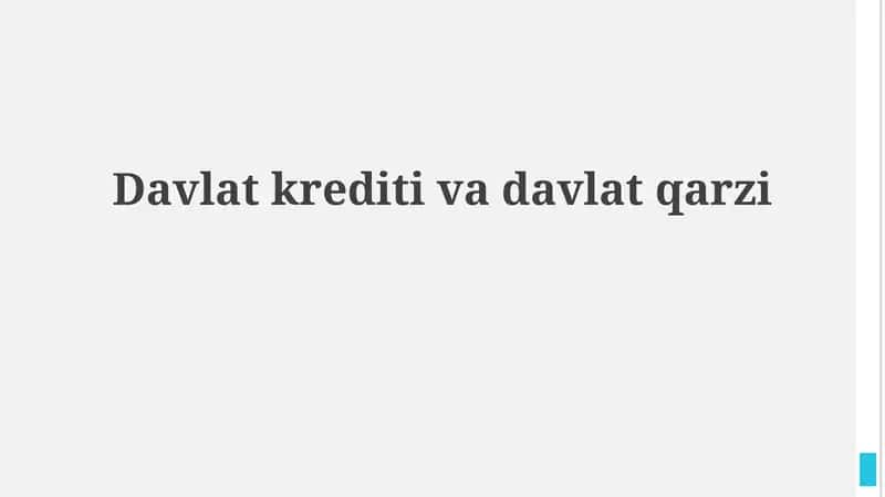 Davlat kreditlari 1