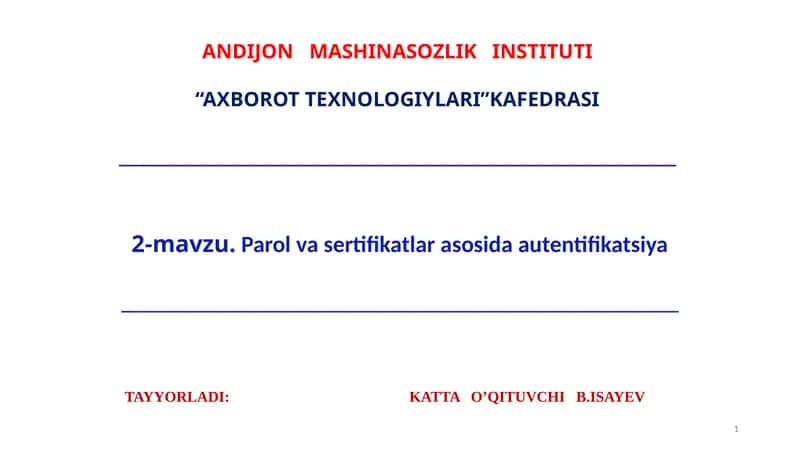 Parol va sertifikatlar asosida autentifikatsiya 1