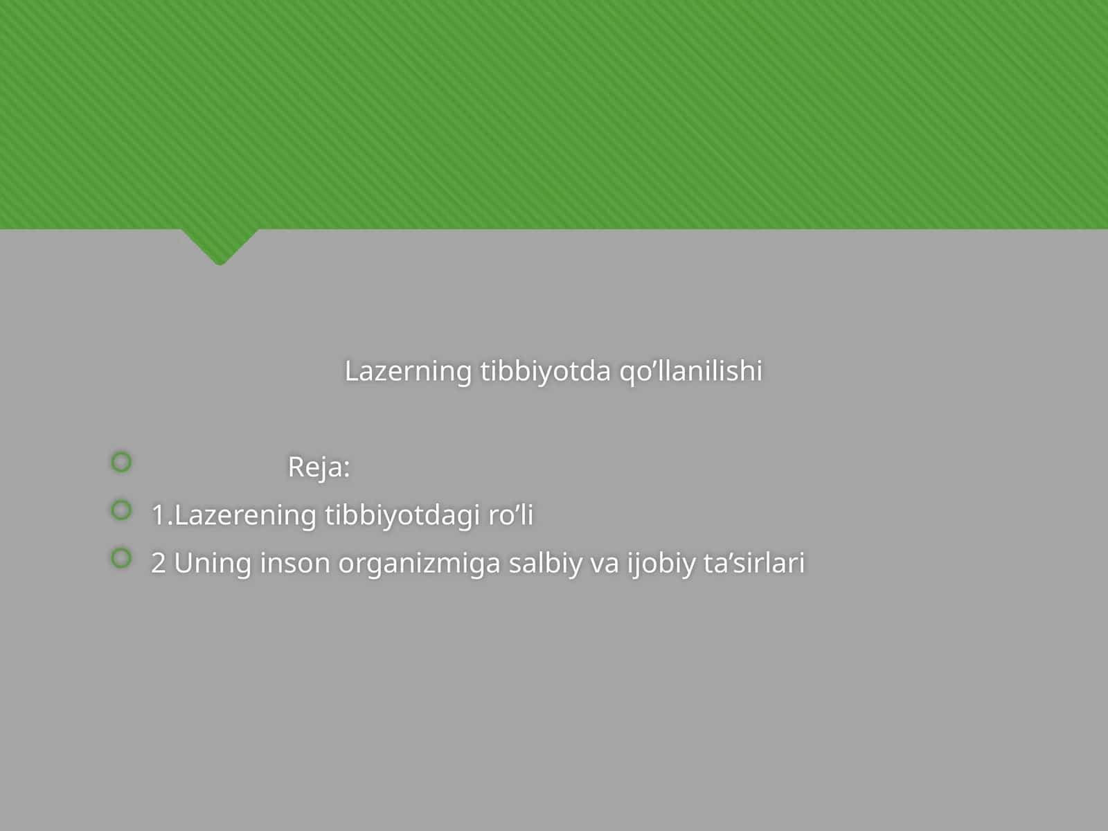 Lazerning tibbiyotda qo’llanilishi 1