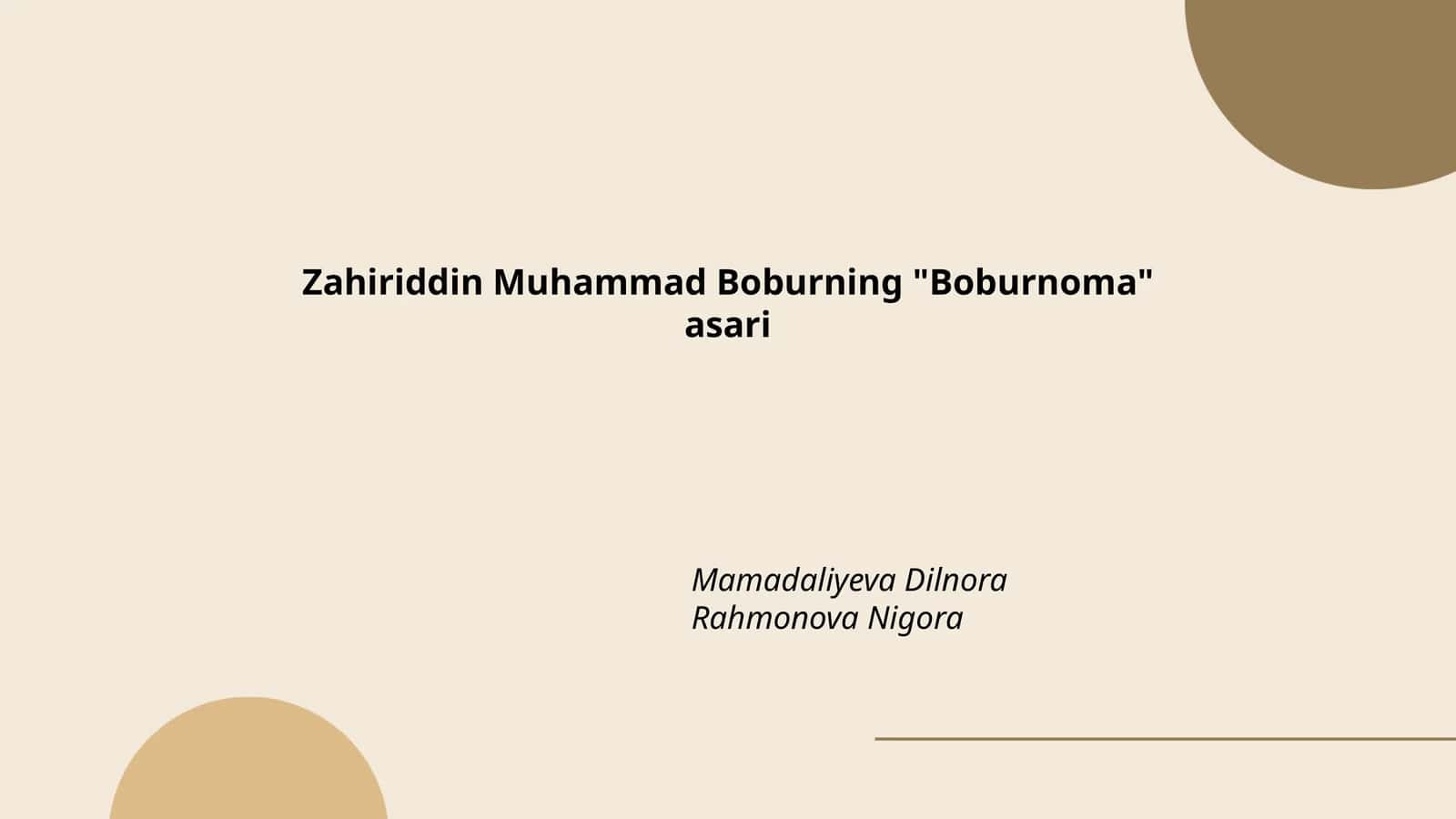 Boburnoma 1