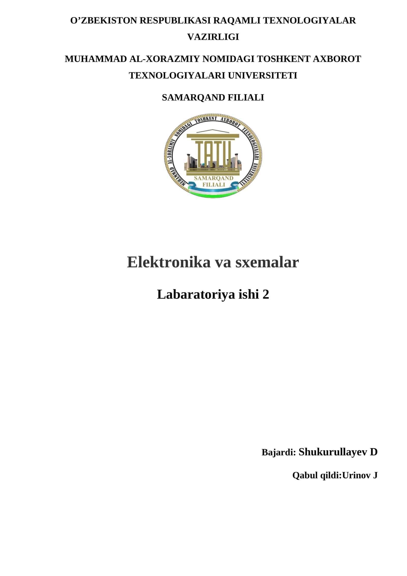 Umumiy baza ulanish sxemasidagi bipolyar tranzistorning statik Volt-amper xarakteristikalarini tadqiq etish 1