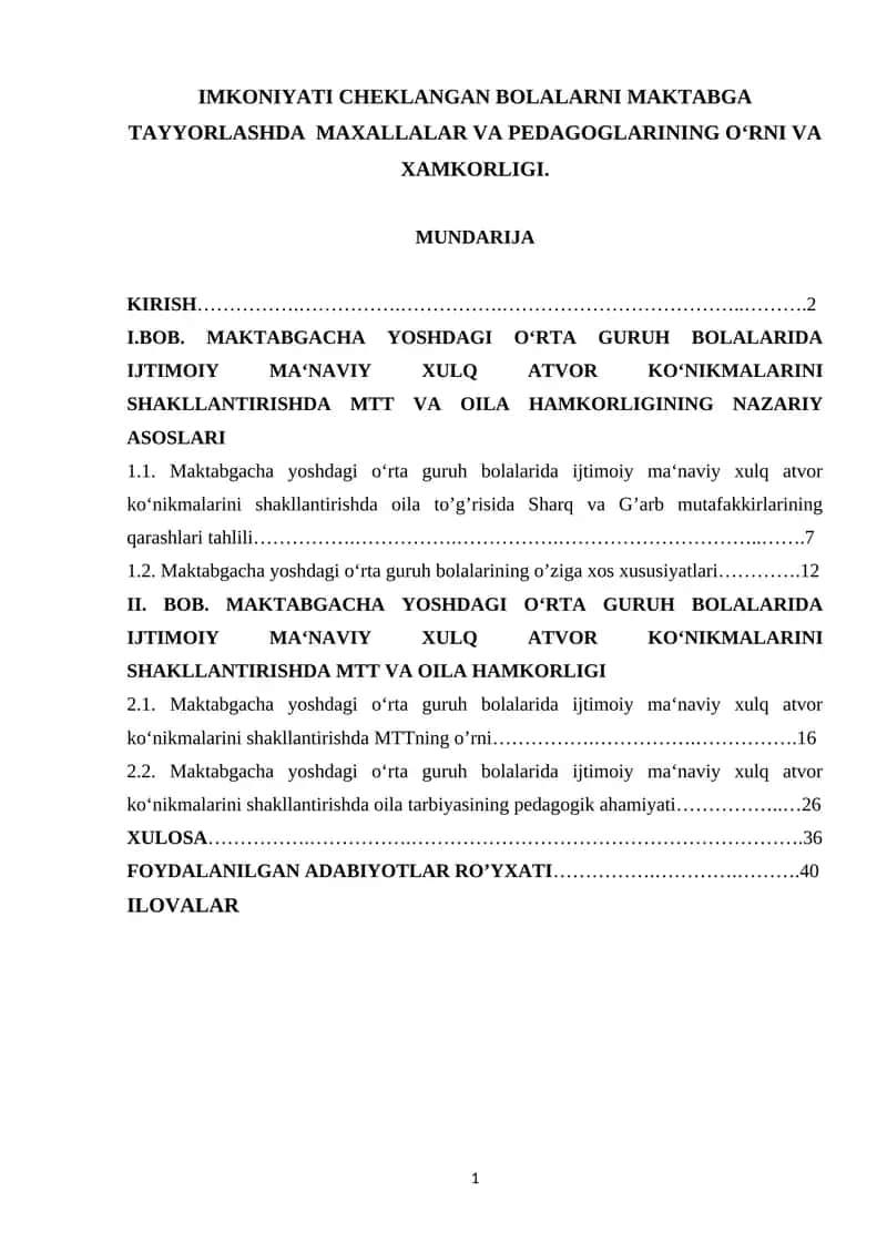 Farzandlarni maktabga tayyorlash 1