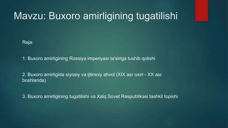 Buxoro amirligining tugatilishi 1