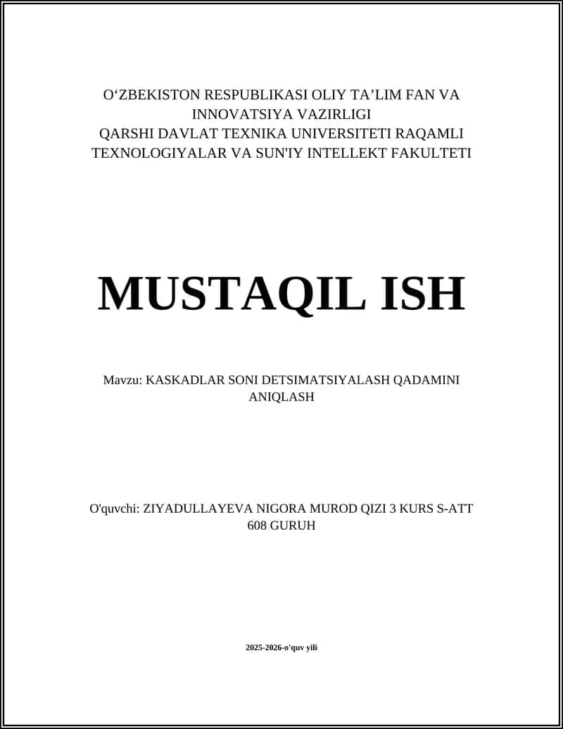 KASKADLAR SONI DETSIMATSIYALASH QADAMINI ANIQLASH 1