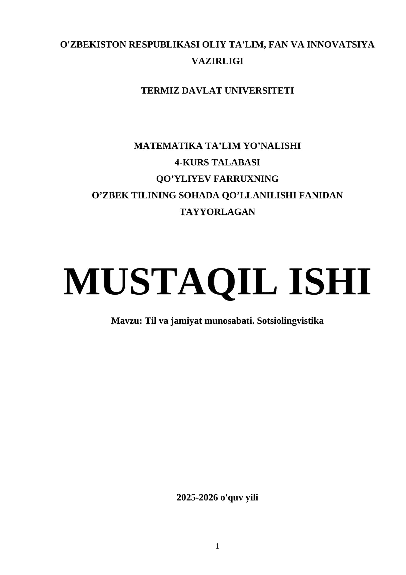 Til va jamiyat munosabati. Sotsiolingvistika 1