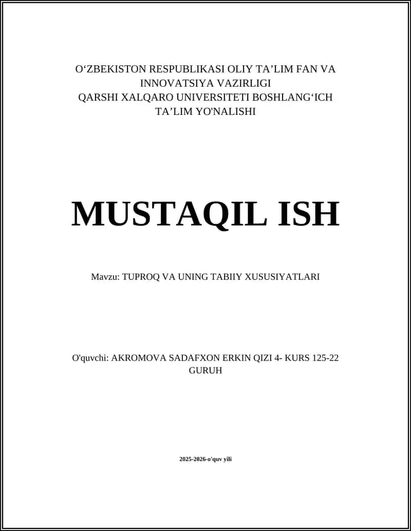 Tuproq va uning tabiiy xususiyatlari 1