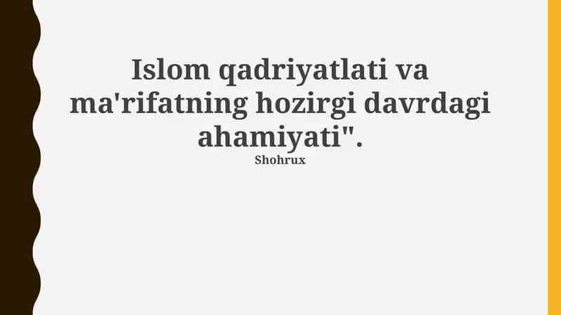 Islomiy qadriyatlarning mohiyati 1