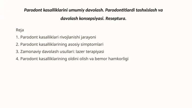 Parodontkasalliklarining Umumiy Davolash 1