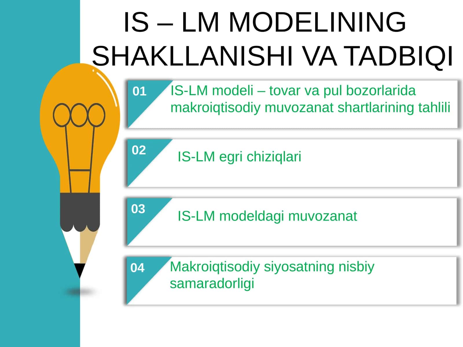 IS - LM MODELINING SHAKLLANISHI VA TADBIQI 1