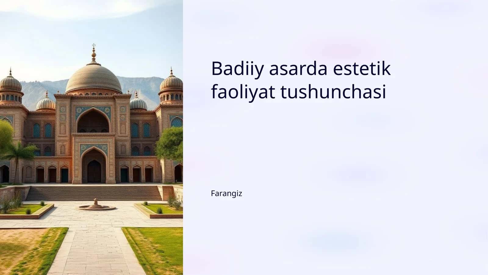 Badiiy asarda estetik faoliyat tushunchasi 1