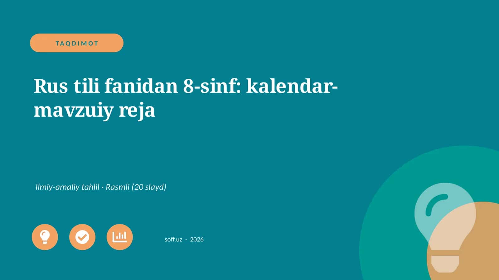 Rus tili fanidan 8-sinf: kalendar-mavzuiy reja 1