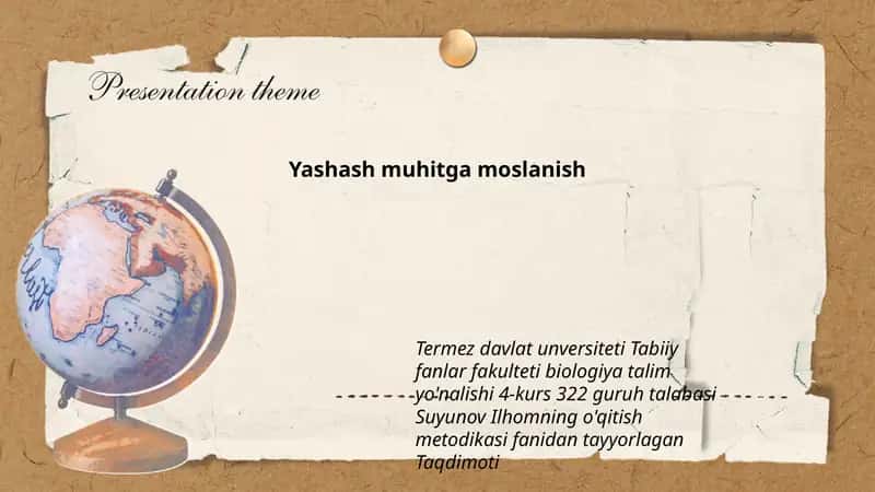 Yashash muhitga moslanish 1