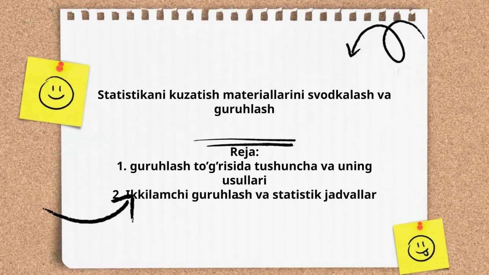 Statistikani kuzatish materiallarini svodkalash va guruhlash 1