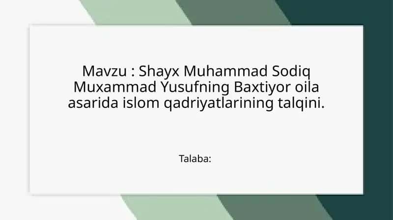Islomiyoila tuzilmasi 1