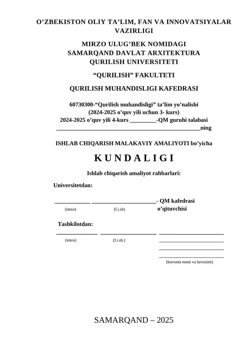 QURILISH MUHANDISLIGI TA'LIMI 1