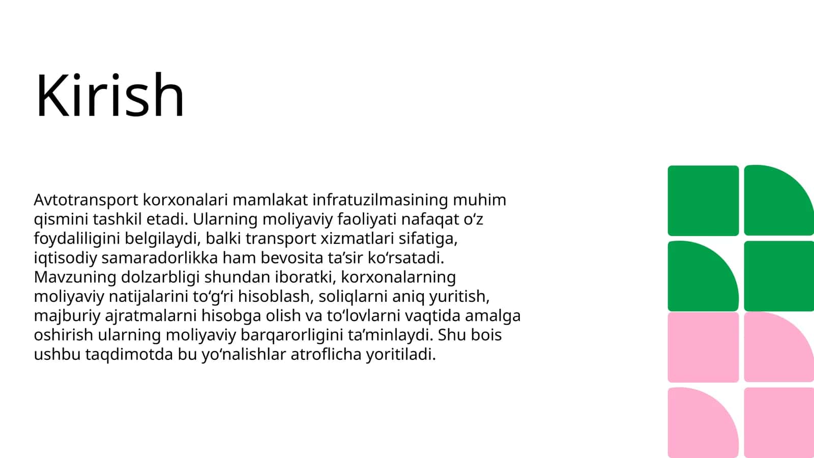 Avtotransport korxonalari moliyaviy faoliyati 1