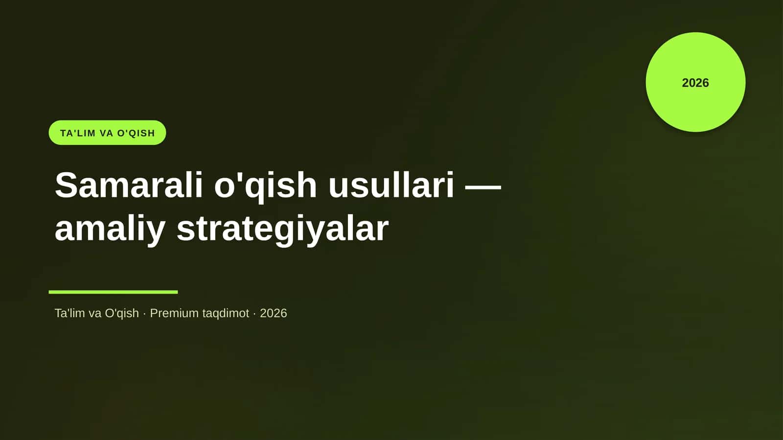 Samarali o'qish usullari — amaliy strategiyalar 1