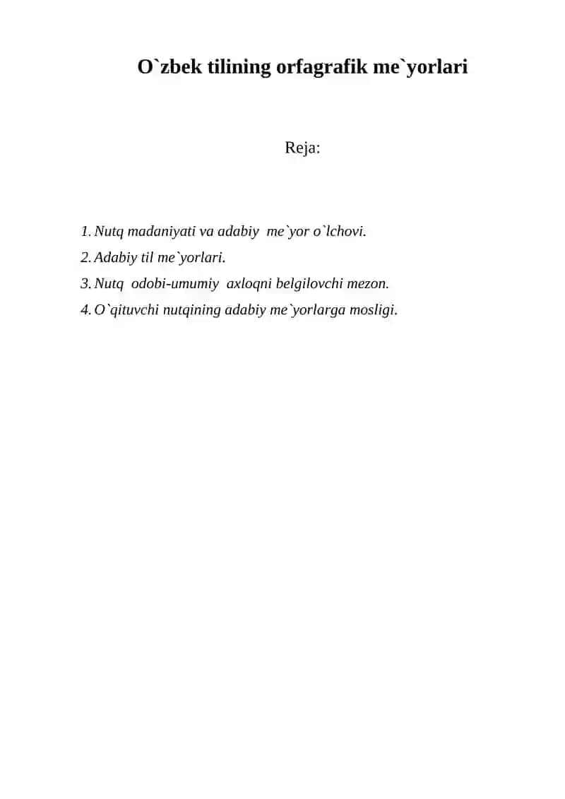 O`zbek tilining orfagrafik me`yorlari