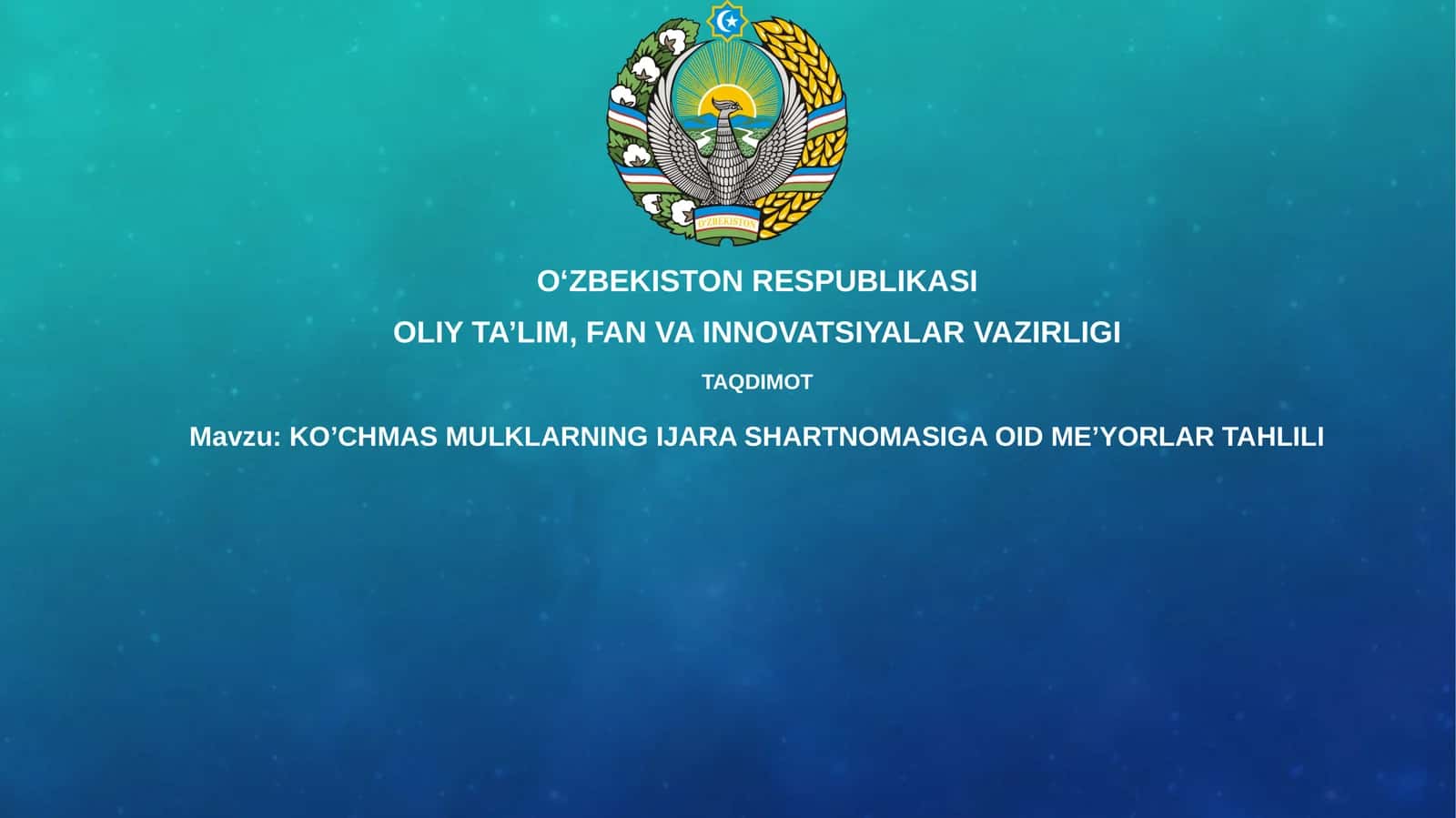 KO’CHMAS MULKLARNING IJARA SHARTNOMASIGA OID ME’YORLARTAHLILI 1