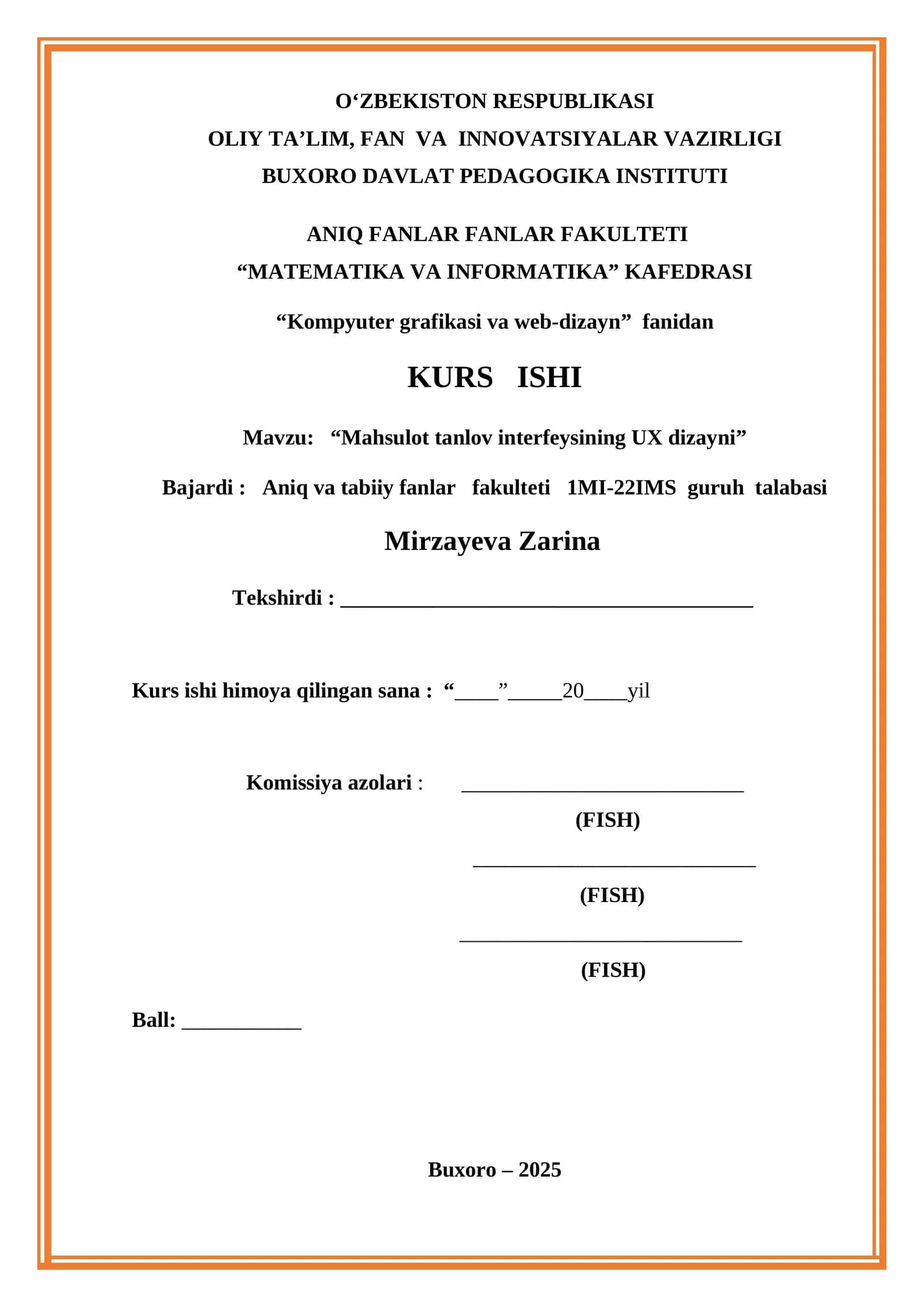 “Mahsulot tanlov interfeysining UX dizayni” 1