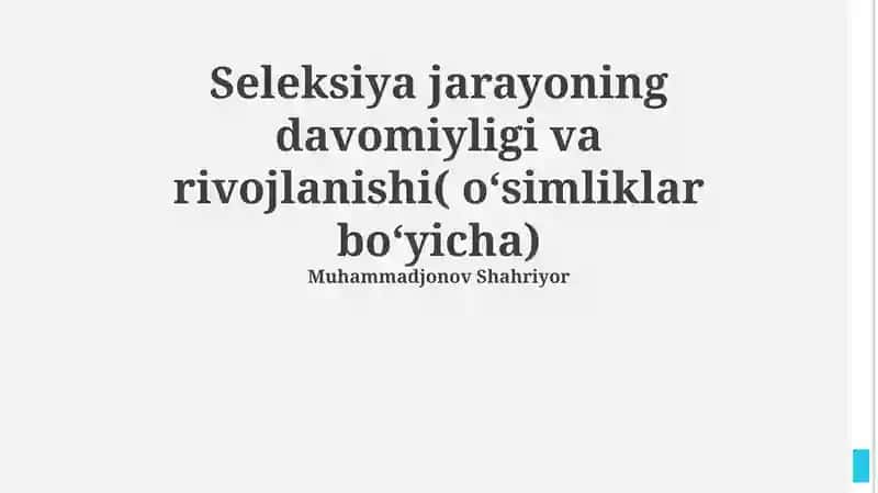 O'simlik seleksiyasi 1