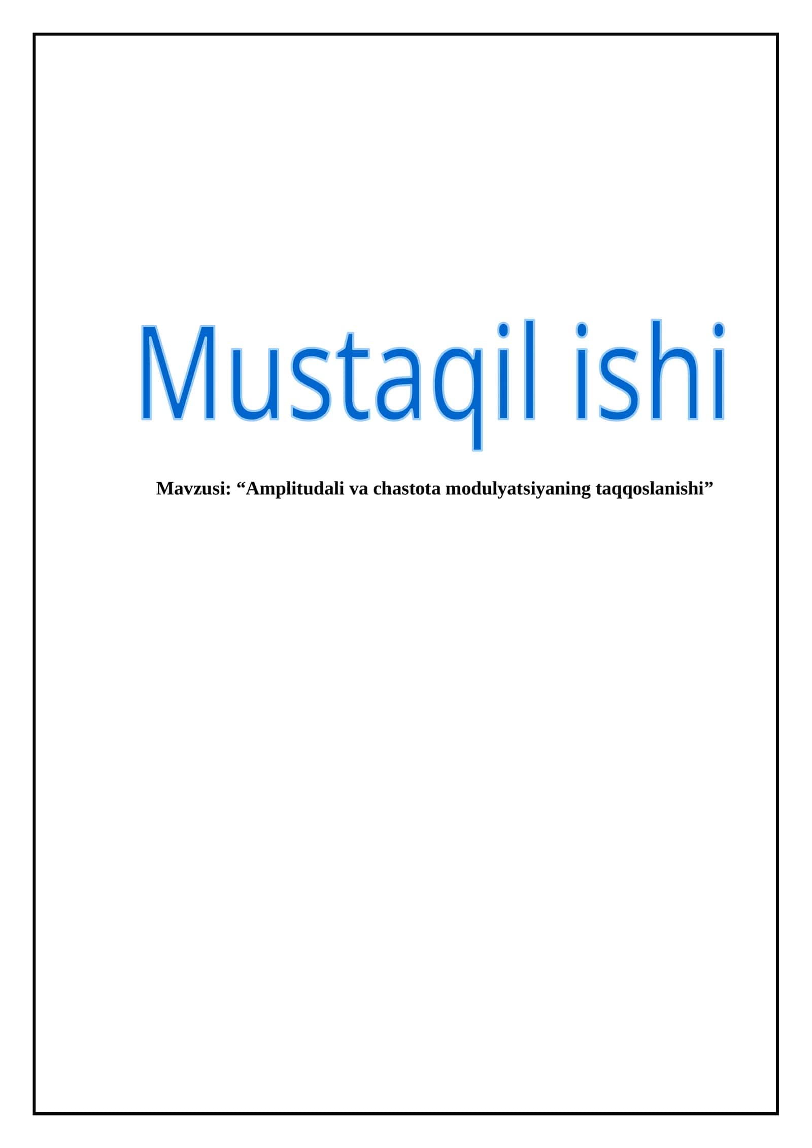 Amplitudali va chastota modulyatsiyaning taqqoslanishi 1