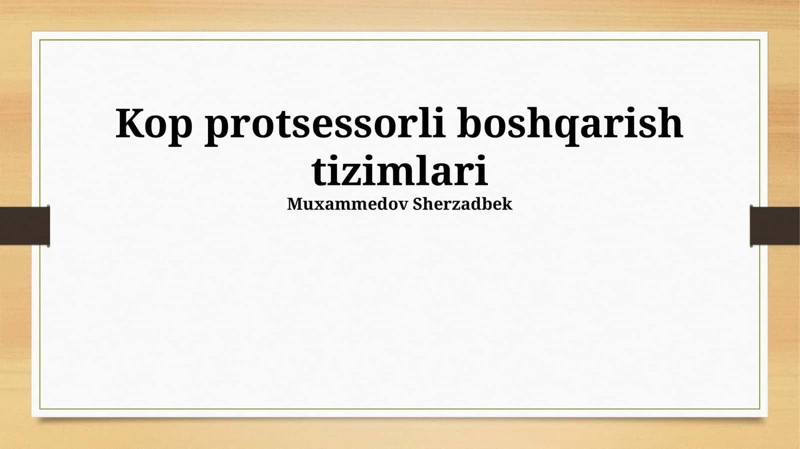 Kop protsessorli boshqarish tizimlari 1